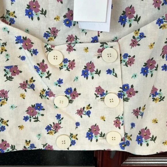 ZARA linen blend floral print cropped top size medium - Picture 11 of 13